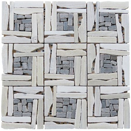 INTREND TILE Quartzite Basketweave Pattern Mosaic Blend White LS012H